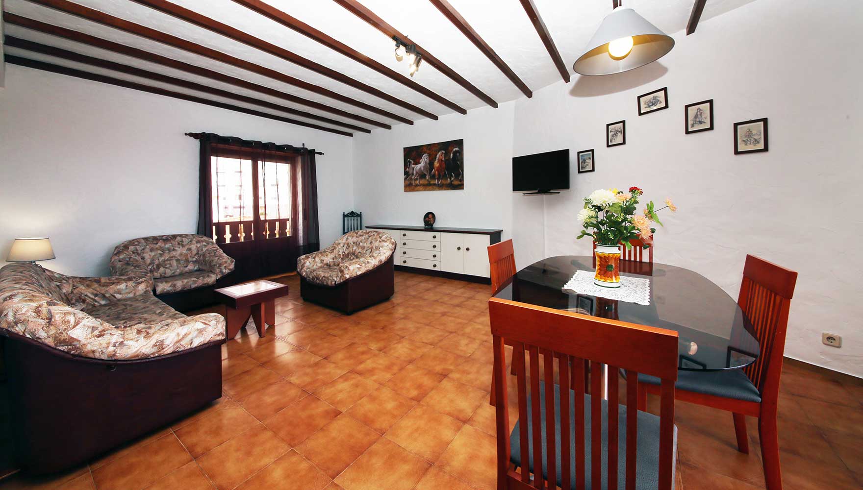 living room and dining area